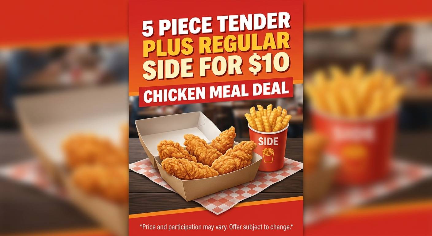 5 Piece Tender Plus Regular Side For $10